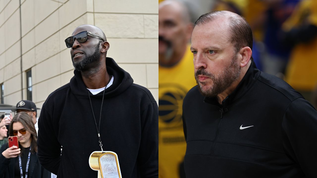Kevin Garnett (L), Tom Thibodeau (R)