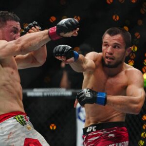 Merab Dvalishvili and Umar Nurmagomedov meet in the octagon for a 5-round co-main event bout