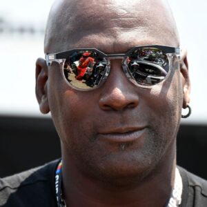 Team 23XI owner Michael Jordan looks on from pit road during qualifying before the Ally 400 at Nashville Superspeedway.