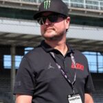 Former driver Kurt Busch during practice for the Verizon 200 at the Brickyard at Indianapolis Motor Speedway Road Course.