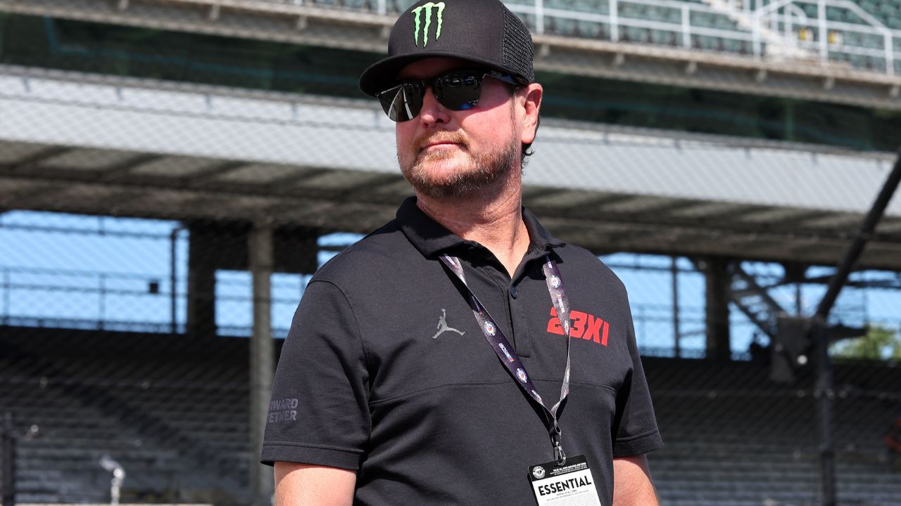 Former driver Kurt Busch during practice for the Verizon 200 at the Brickyard at Indianapolis Motor Speedway Road Course.
