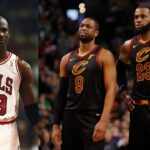 (L) Michael Jordan (R) Dwyane Wade and LeBron James