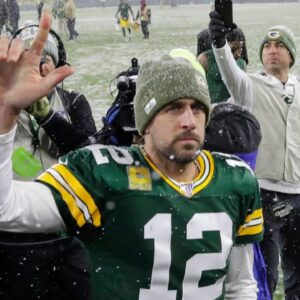 Green Bay Packers quarterback Aaron Rodgers (12)] celebrates during the Green Bay Packers 24-16 win over the Carolina Panthers in Green Bay, Wisconsin, Sunday, November 10, 2019. RICK WOOD/MILWAUKEE JOURNAL SENTINEL