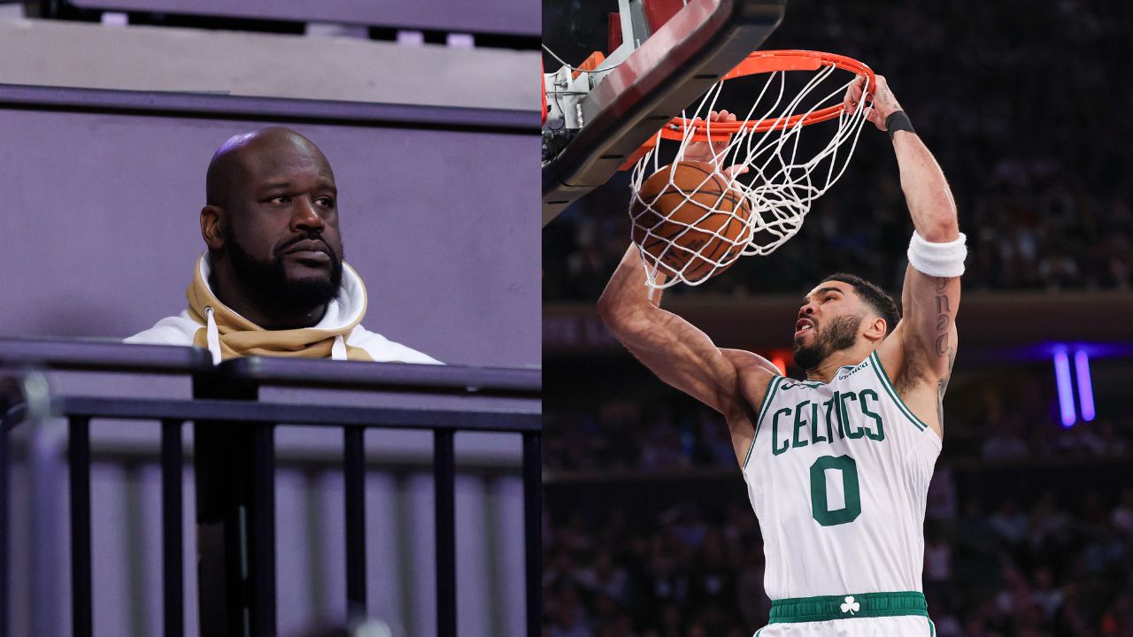 Shaquille O'Neal (L), Jayson Tatum (R)