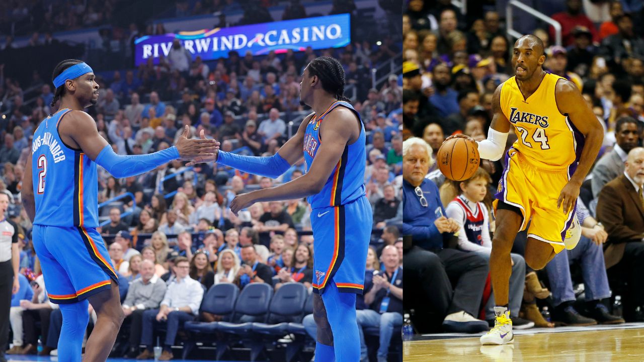 Shai Gilgeous-Alexander and Jalen Williams (L), Kobe Bryant (R)