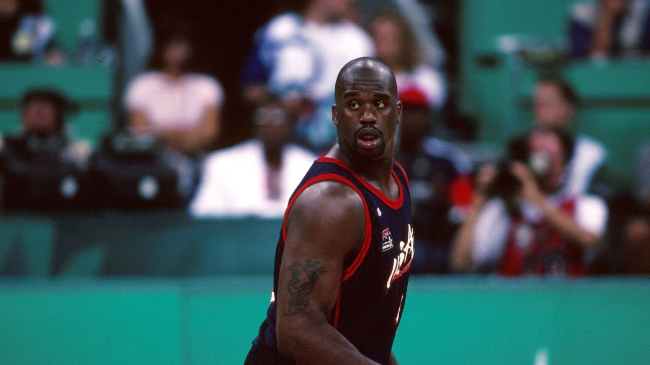 Shaquille O Neal (USA) mit unschuldigem Blick Basketball OS Sommer Herren Olympische Sommerspiele 1996, Spiele, Olympia,