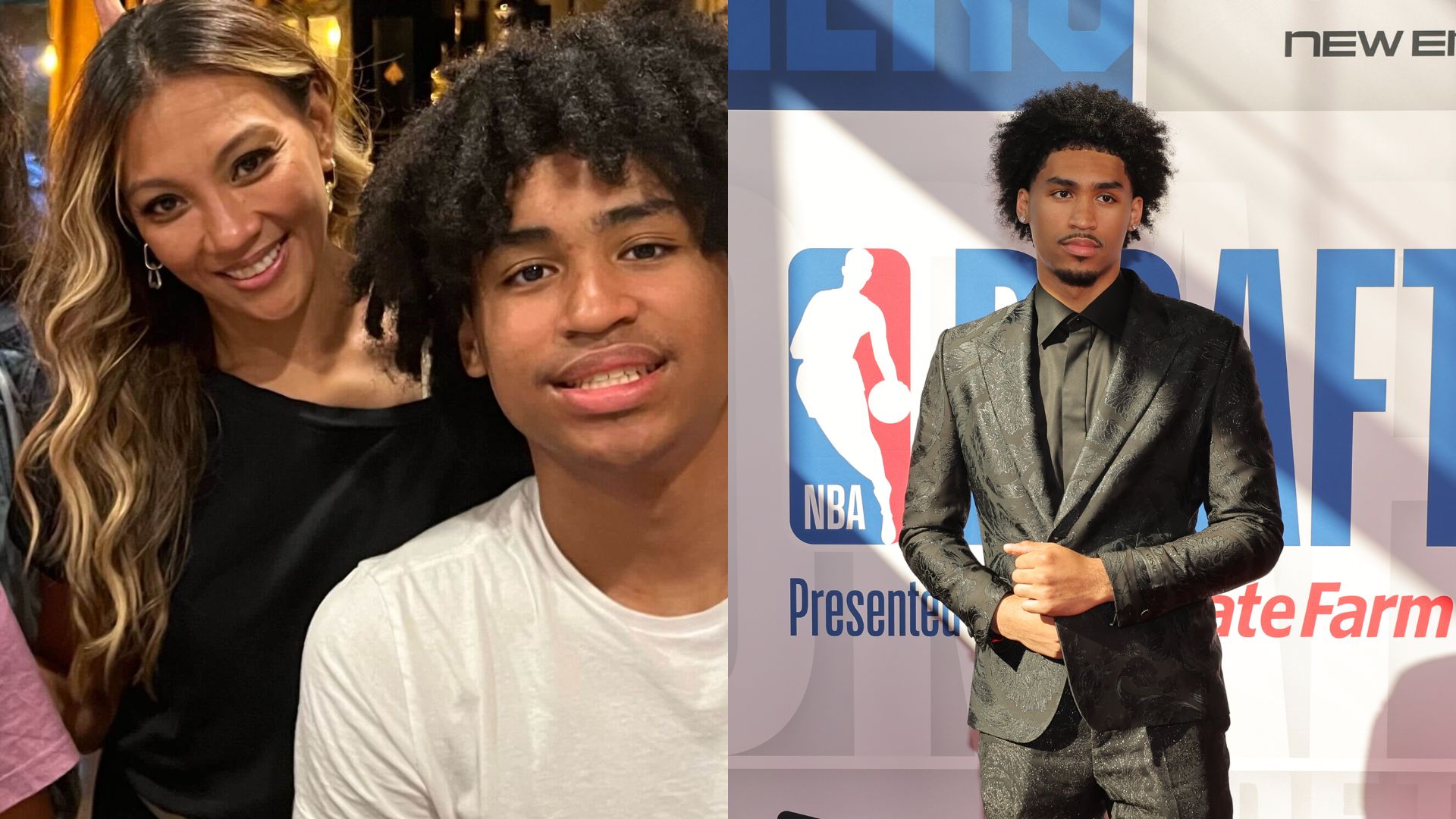 Maria Harper (L) with Dylan Harper and Dylan Harper at the 2025 NBA Draft