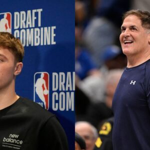 Cooper Flagg (L) and Mark Cuban (R)