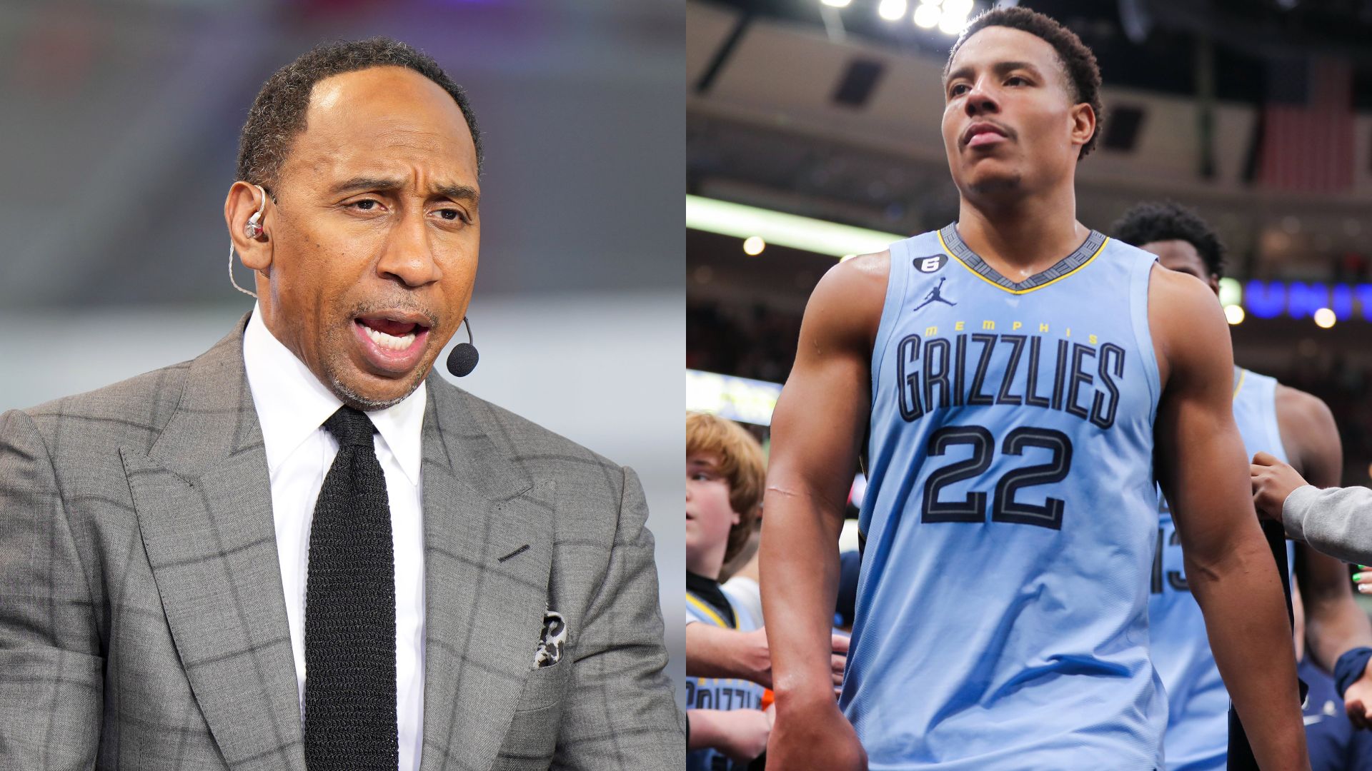Stephen A. Smith (L) and Desmond Bane (R)