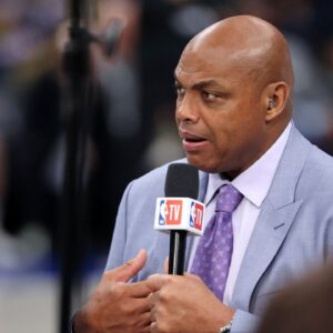 NBA TV analyst Charles Barkley talks on set before game three of the 2024 NBA Finals between the Boston Celtics and the Dallas Mavericks at American Airlines Center