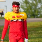 Kansas City Chiefs quarterback Patrick Mahomes (15) walks down the hill from the locker room to the fields prior to training camp at Missouri Western State University.