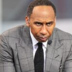 Oct 23, 2024; Inglewood, California, USA; Stephen A. Smith (Stephen Smith) on the ESPN NBA Countdown live set at Intuit Dome.