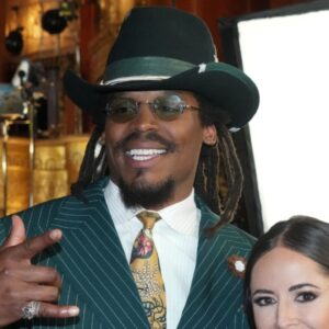 Apr 25, 2024; Detroit, MI, USA; Former NFL quarterback Cam Newton and broadcaster Kaylee Hartung pose for a photograph on the red carpet ahead of the 2024 NFL Draft at Detroit’s Fox Theatre.