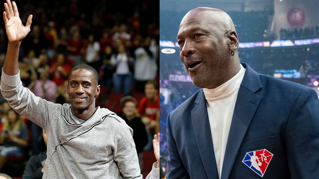 Vernon Maxwell (L), Michael Jordan (R)