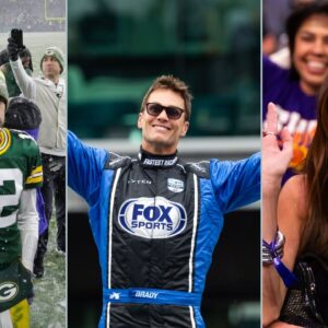 Aaron Rodgers, Tom Brady and Kay Adams