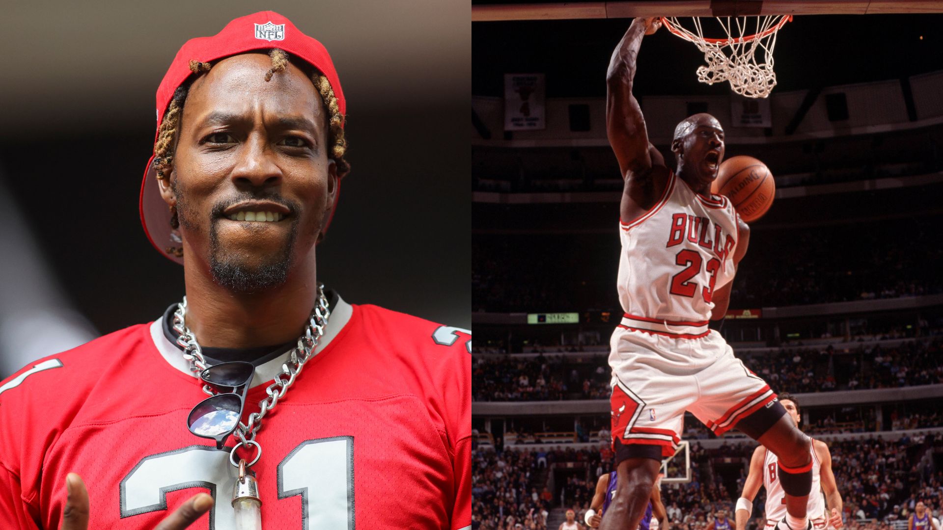 Dwight Howard (L) and Michael Jordan (R)