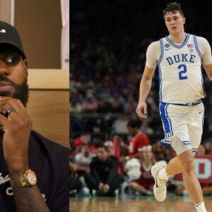 LeBron James (L) and Cooper Flagg (R)