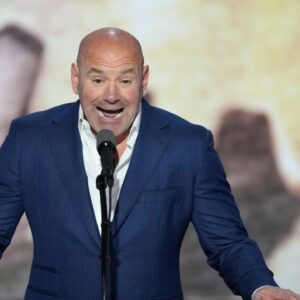 Dana White, CEO of Ultimate Fighting Championship, speaks during the final day of the Republican National Convention at the Fiserv Forum. The final day of the RNC featured a keynote address by Republican presidential nominee Donald Trump.