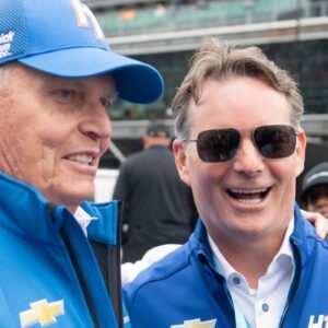 Rick Hendrick stands with Jeff Gordon Sunday, May 25, 2025, ahead of the 109th running of the Indianapolis 500 at Indianapolis Motor Speedway.