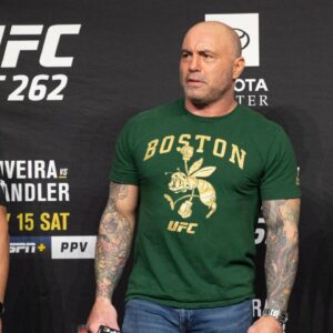 ESPN Fight Commentator and Podcast host Joe Rogan at the Ceremonial Weigh-Ins at the George R. Brown Convention Center of UFC 262 Olivera vs. Chandler.