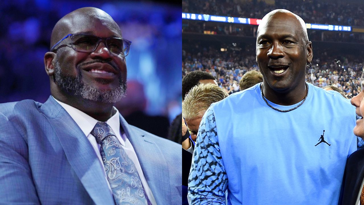 Shaquille O'Neal (L) and Michael Jordan (R)