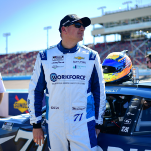 Mar 8, 2025; Avondale, AZ, USA; NASCAR Cup Series driver Michael McDowell (71) during qualifying for the Shrines Children’s 500 at Phoenix Raceway. Mandatory Credit: Gary A. Vasquez-Imagn Images