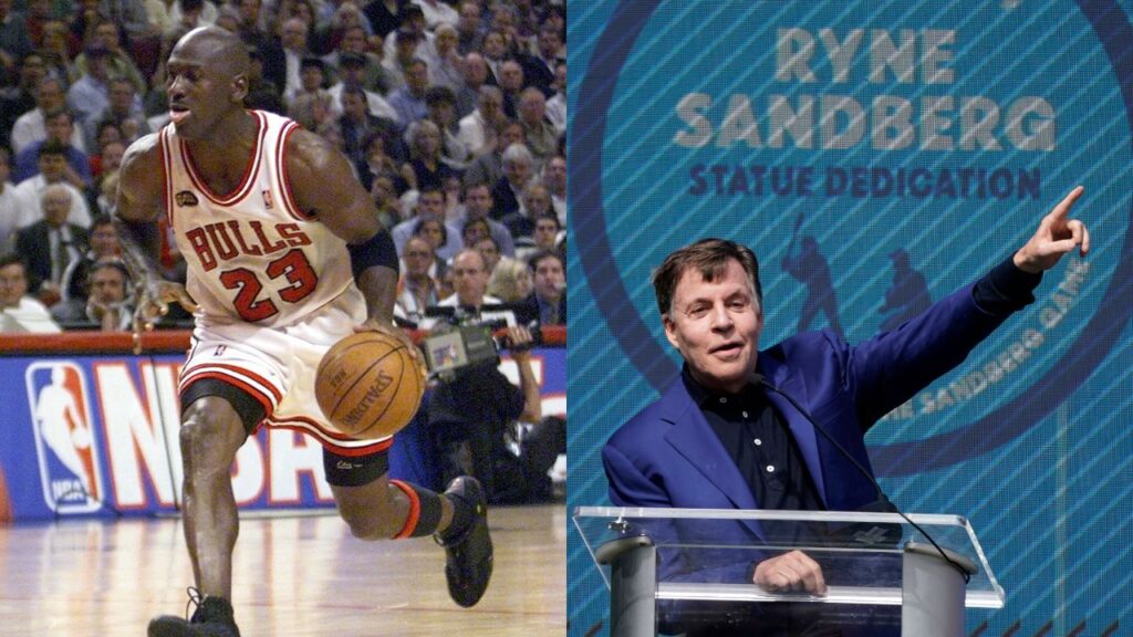 Michael Jordan (L), Bob Costas (R)