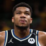 Apr 29, 2025; Indianapolis, Indiana, USA; Milwaukee Bucks forward Giannis Antetokounmpo (34) during game five of the first round for the 2024 NBA Playoffs against the Indiana Pacers at Gainbridge Fieldhouse.