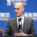 NBA commissioner Adam Silver speaks in a press conference during All Star Saturday Night