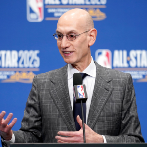 NBA commissioner Adam Silver speaks in a press conference during All Star Saturday Night