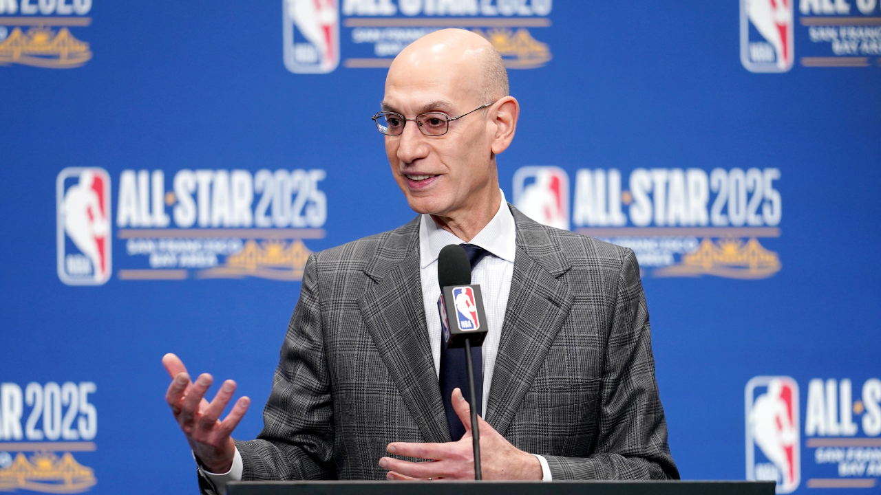 NBA commissioner Adam Silver speaks in a press conference during All Star Saturday Night