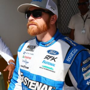 NASCAR Cup Series driver Chris Buescher (17) walks to the drivers meeting before the Daytona 500 at Daytona International Speedway.