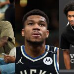 Carmelo Anthony(L), Giannis Antetokounmpo(center), and Dylan Harper(R)