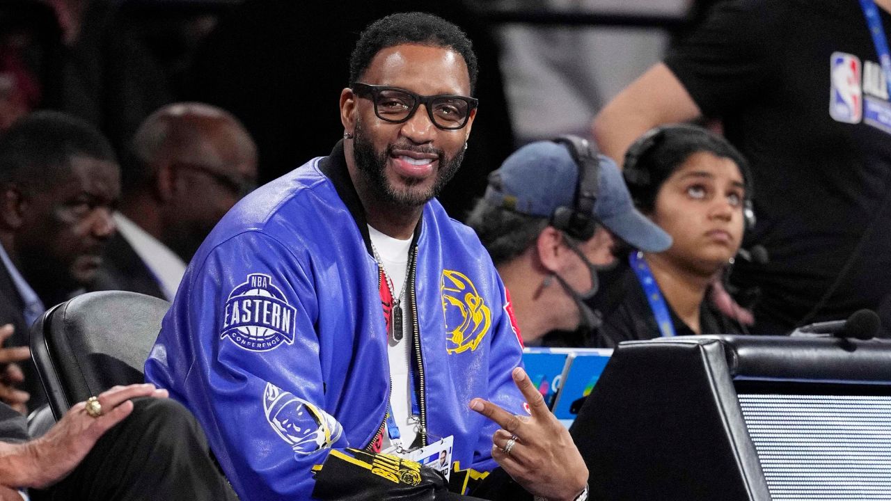 Former NBA player Tracy McGrady looks on during the skills challenge during All Star Saturday Night ahead of the 2025 NBA All Star Game at Chase Center.
