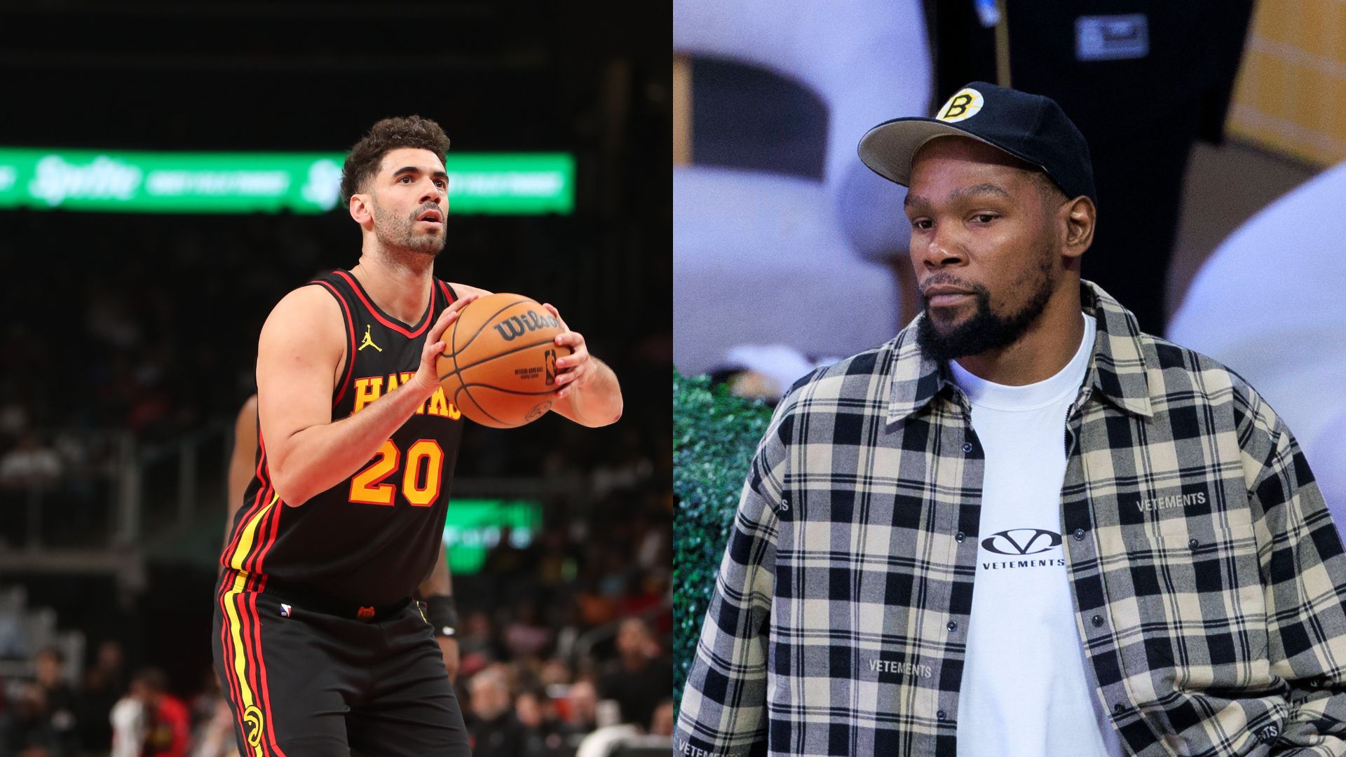 Georges Niang (L) and Kevin Durant (R)