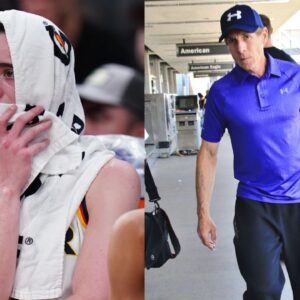 Caitlin Clark (L), Skip Bayless (R)