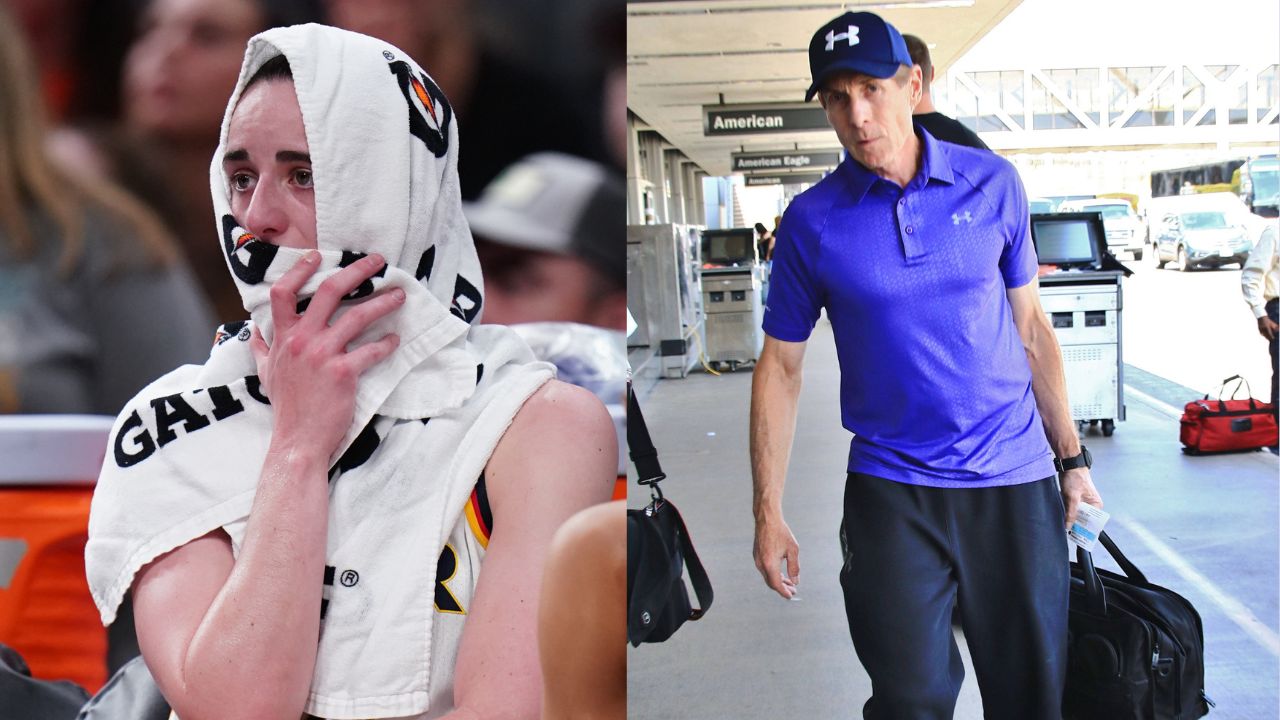 Caitlin Clark (L), Skip Bayless (R)