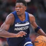 Anthony Edwards 5 of the Minnesota Timberwolves in action during the second half against the Chicago Bulls at the United Center on February 6, 2024 in Chicago, Illinois.