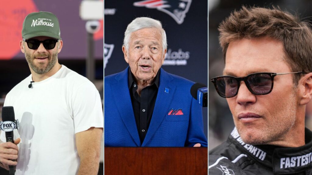 Julian Edelman, Robert Kraft and Tom Brady