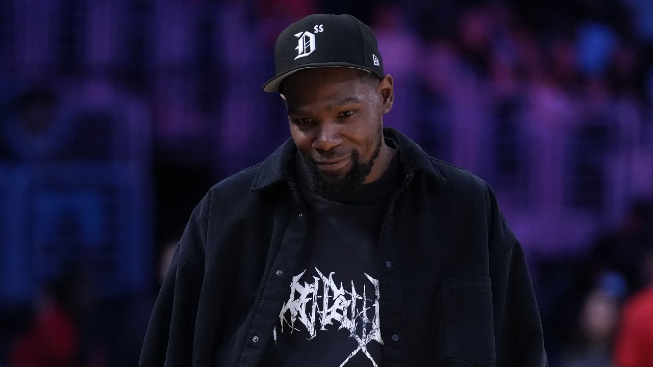 Kevin Durant attends the game between the Golden State Valkyries and the LA Sparks at Crypto.com Arena.