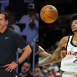 Erik Spoelstra (L) and Kel’el Ware (R)