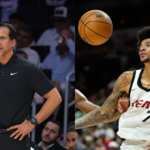 Erik Spoelstra (L) and Kel’el Ware (R)