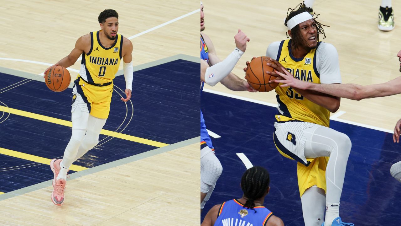 Tyrese Haliburton (L), Myles Turner (R)