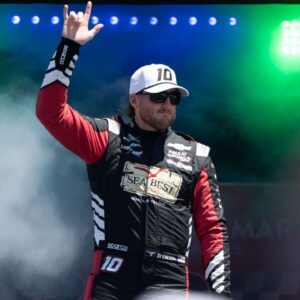 NASCAR Cup Series driver Ty Dillon (10) waves after being introduced to fans before the start of the NASCAR Toyota / Save Mart 360 at Sonoma Raceway.