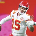 Feb 9, 2025; New Orleans, LA, USA; Kansas City Chiefs quarterback Patrick Mahomes (15) is tackled by Philadelphia Eagles linebacker Josh Sweat (19) in Super Bowl LIX between the Philadelphia Eagles and the Kansas City Chiefs at Ceasars Superdome.