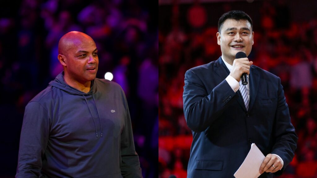 Charles Barkley (L) and Yao Ming (R)