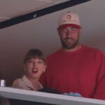 American singer-songwriter Taylor Swift and Kansas City Chiefs Travis Kelce are in attendance during the game between Edmonton Oilers and Florida Panthers in game four of the 2025 Stanley Cup Final at Amerant Bank Arena.