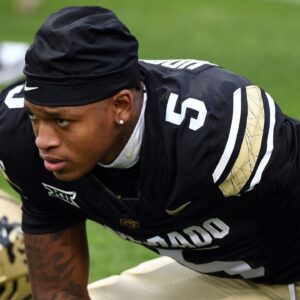 Colorado Buffaloes wide receiver Jimmy Horn Jr. (5) stretches before the game against the Baylor Bears at Folsom Field.