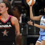 Caitlin Clark (L), Angel Reese (R)