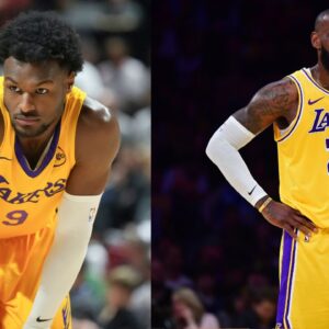 Bronny James (L), LeBron James (R)